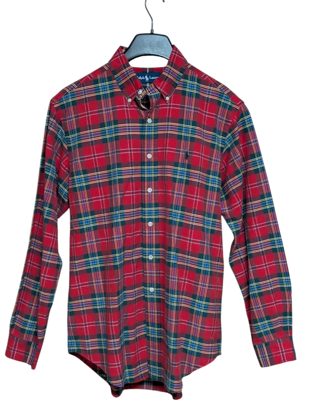 Ralph Lauren Vintage Red Plaid 100% Cotton Button Down Shirt Size Medium - Picture 1 of 11